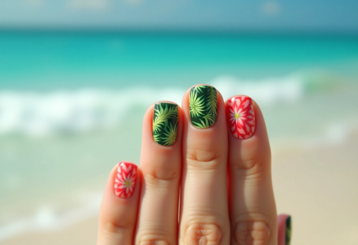 ongle semi-permanent tropicales